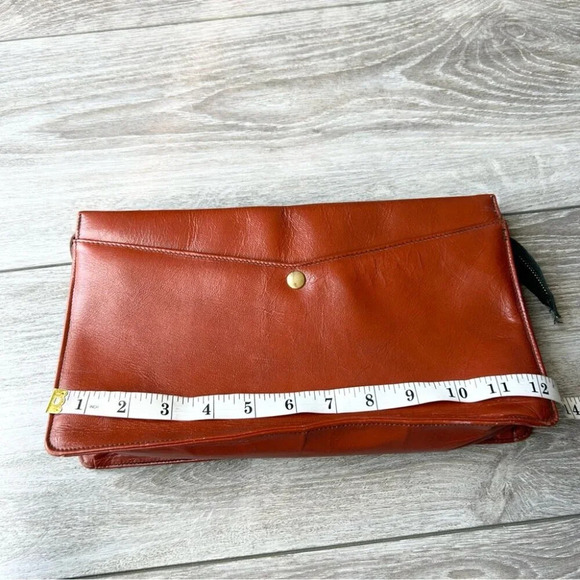 Vintage Brown  Leather Clutch Bag Made in Canada - Picture 12 of 14